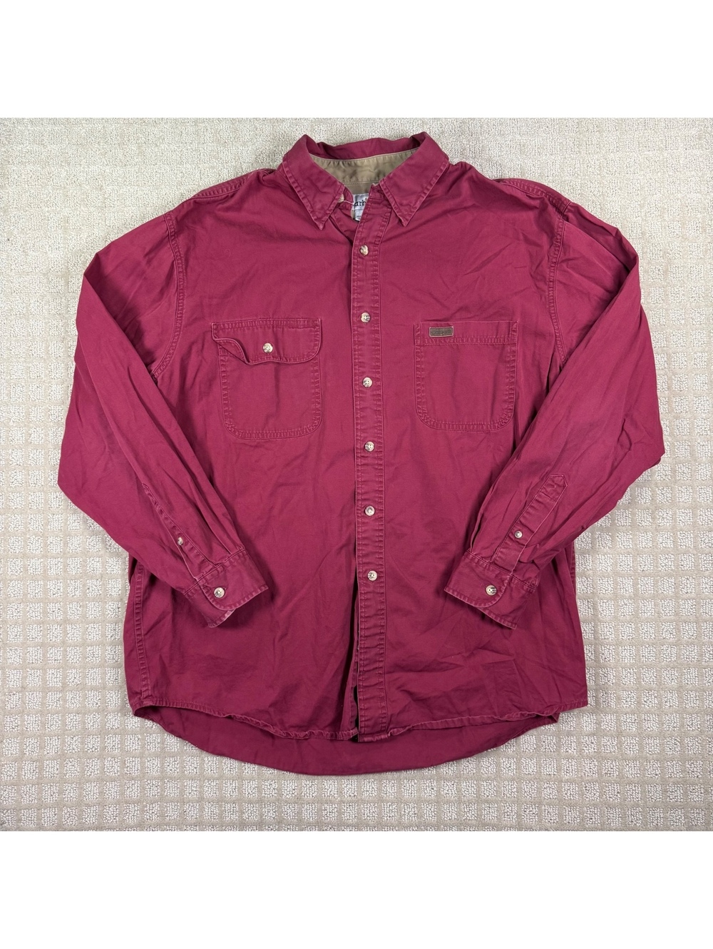 Carhartt burgundy button-up work shirt size L